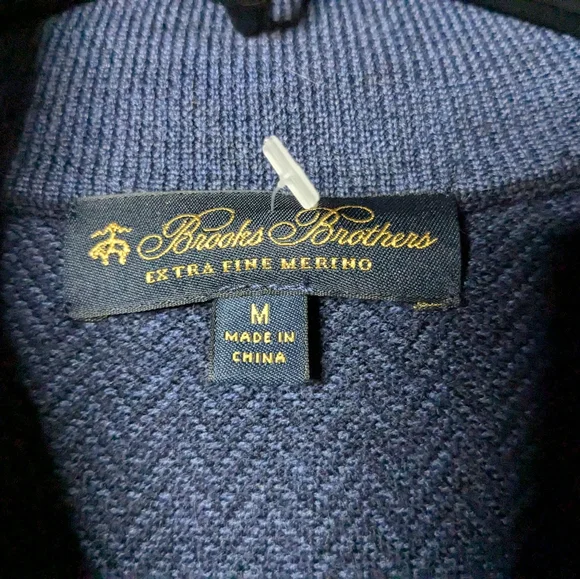 Brooks Brother Men's Blue SweaterExtra Fine Merino Wool Long Sleeve Pullover M